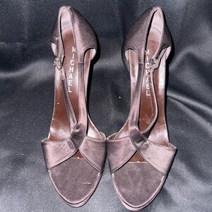 Michael Brown Satin Crisscross Open-Toe Stiletto Heels